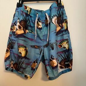 Neff Blue Board Shorts Tropical Sunset Design